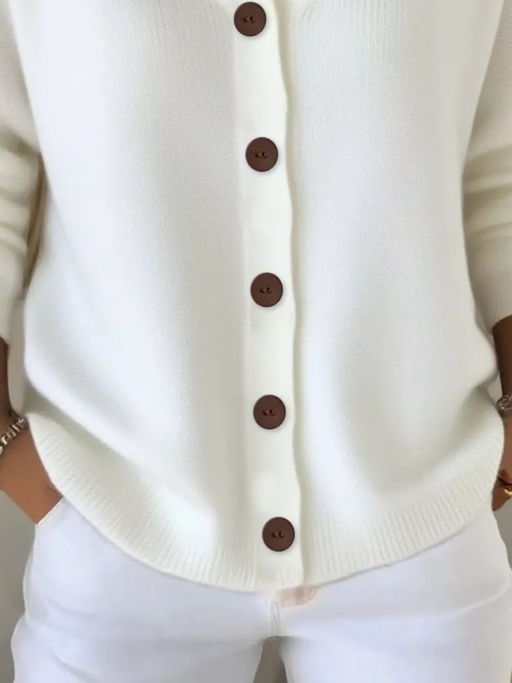 Full Size V-Neck Button-Down Knit Cardigan Plus Size, image 14