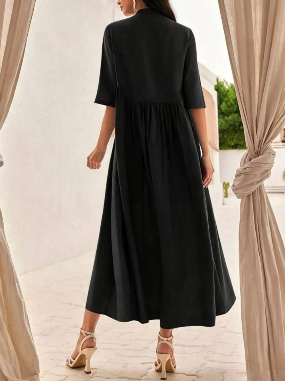 Floral Embroidered Casual Midi Dress, image 4