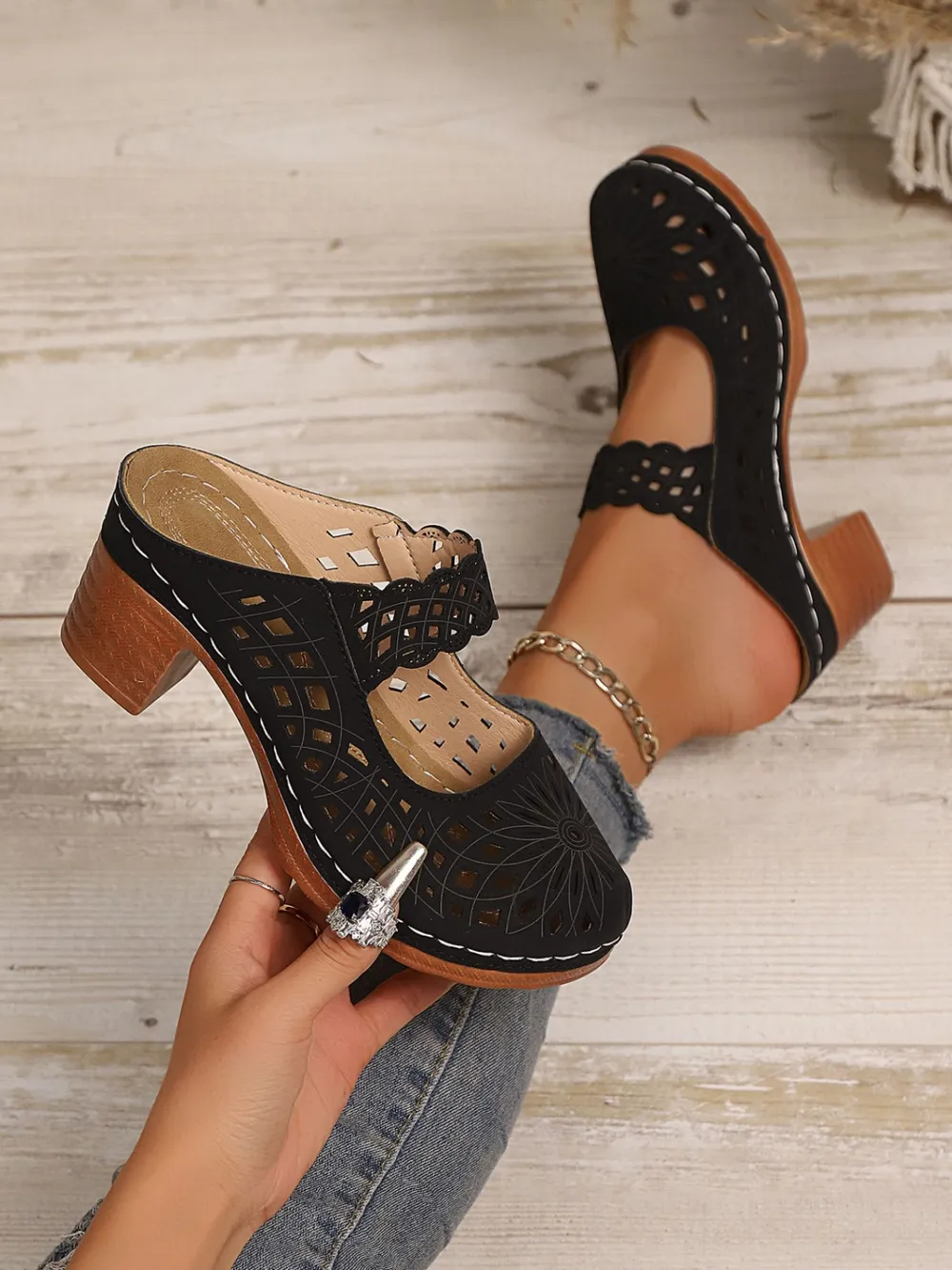 Cutout Block Heel Sandals, image 18