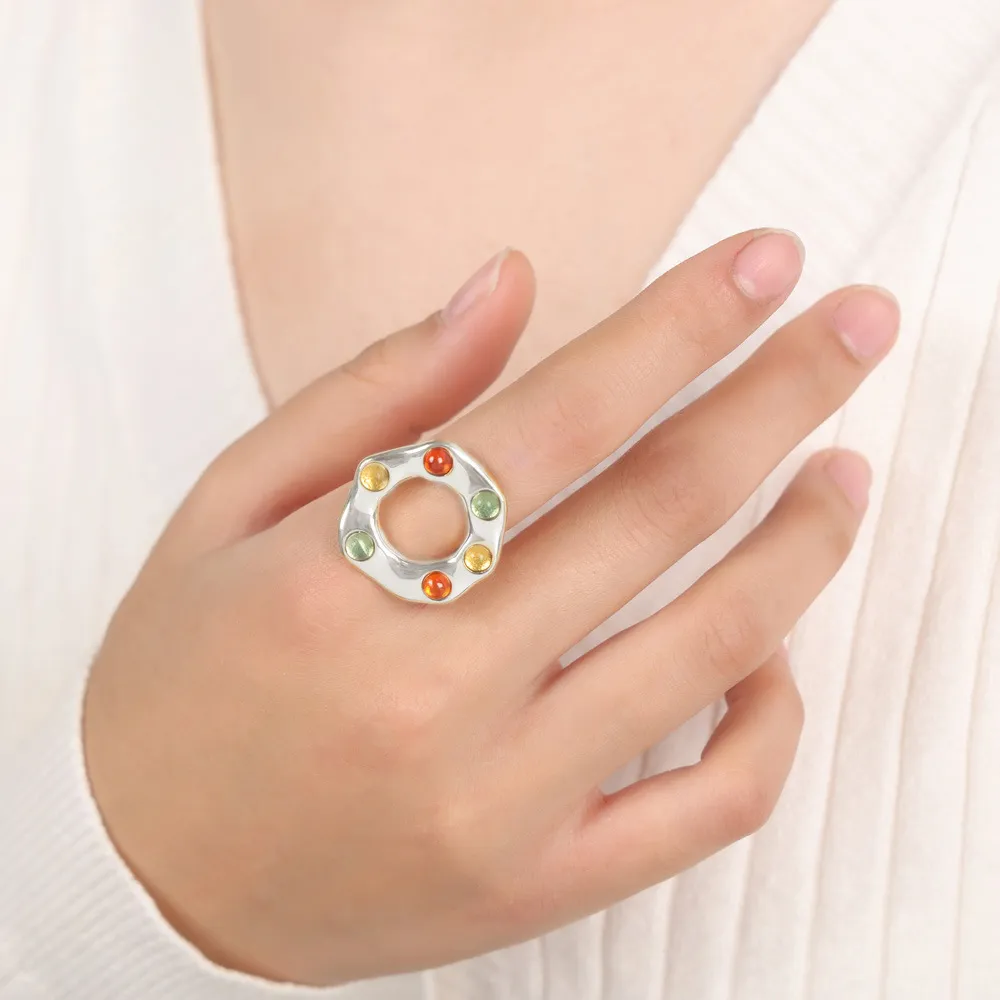 Titanium Steel Glass Bead Ring, image 5