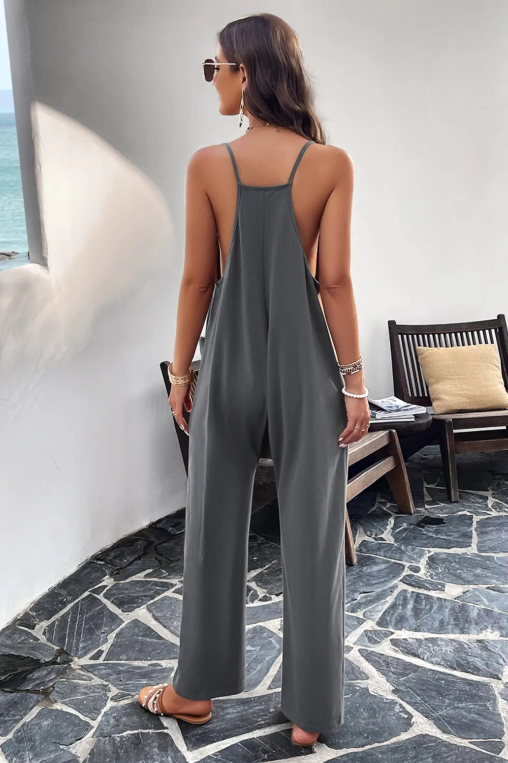 Pocketed Spaghetti Strap Overalls, image 27