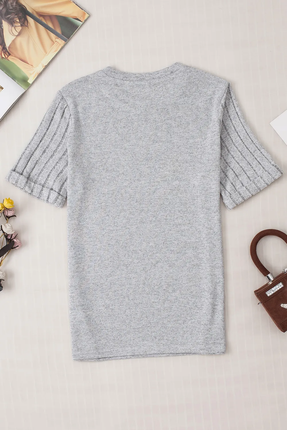 Bow Graphic Round Neck Short Sleeve T-Shirt, image 3