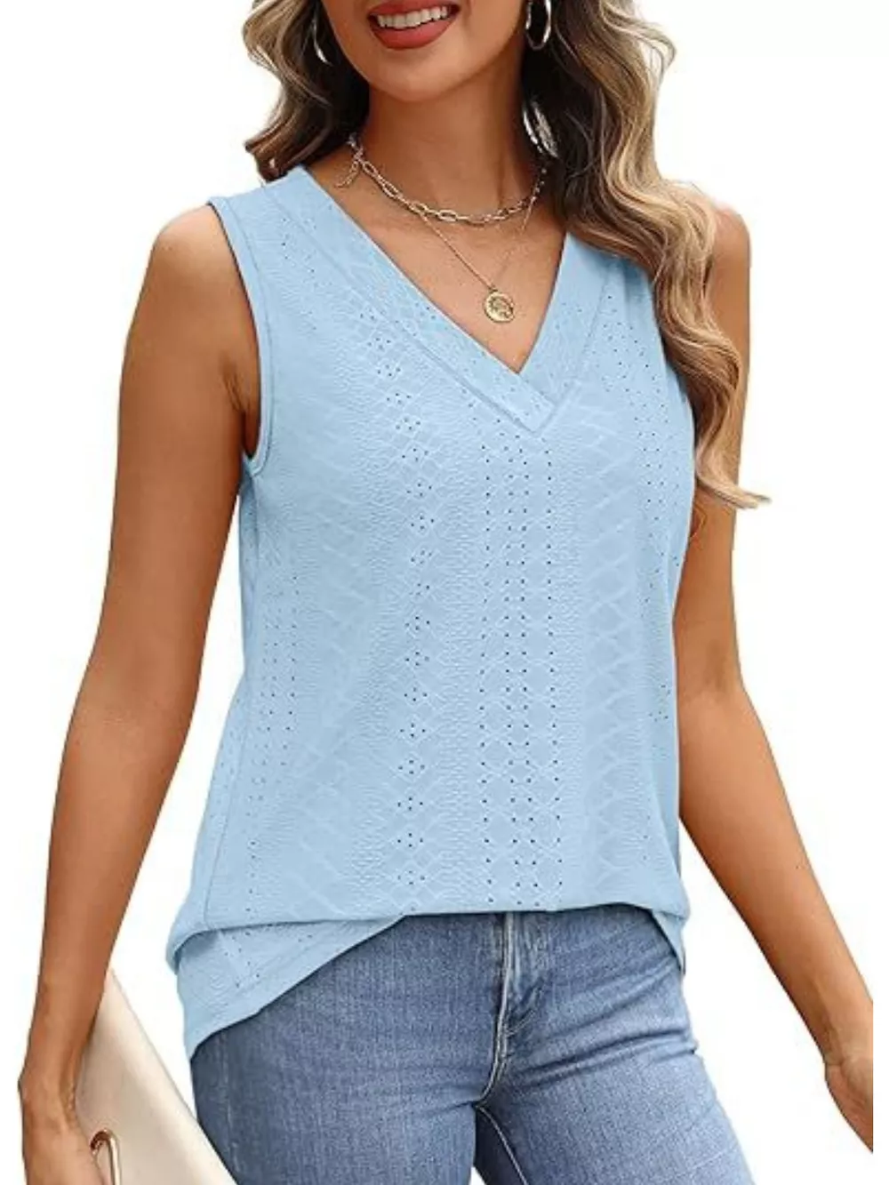 Eyelet V-Neck Tank, image 26