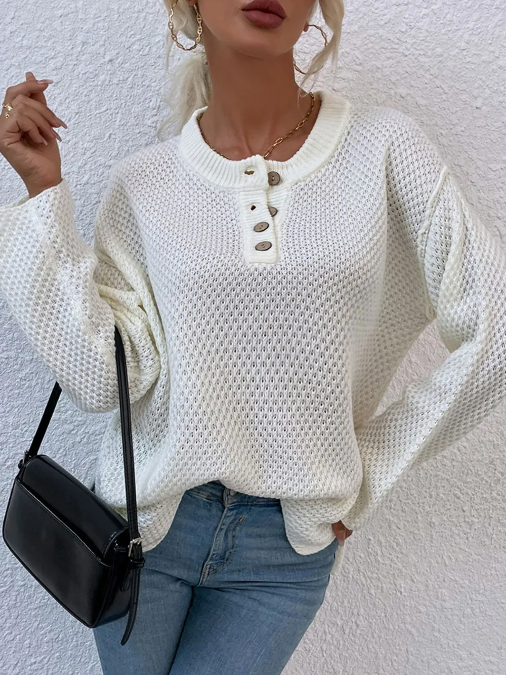 Button Detail Long Sleeve Knit Top, image 23
