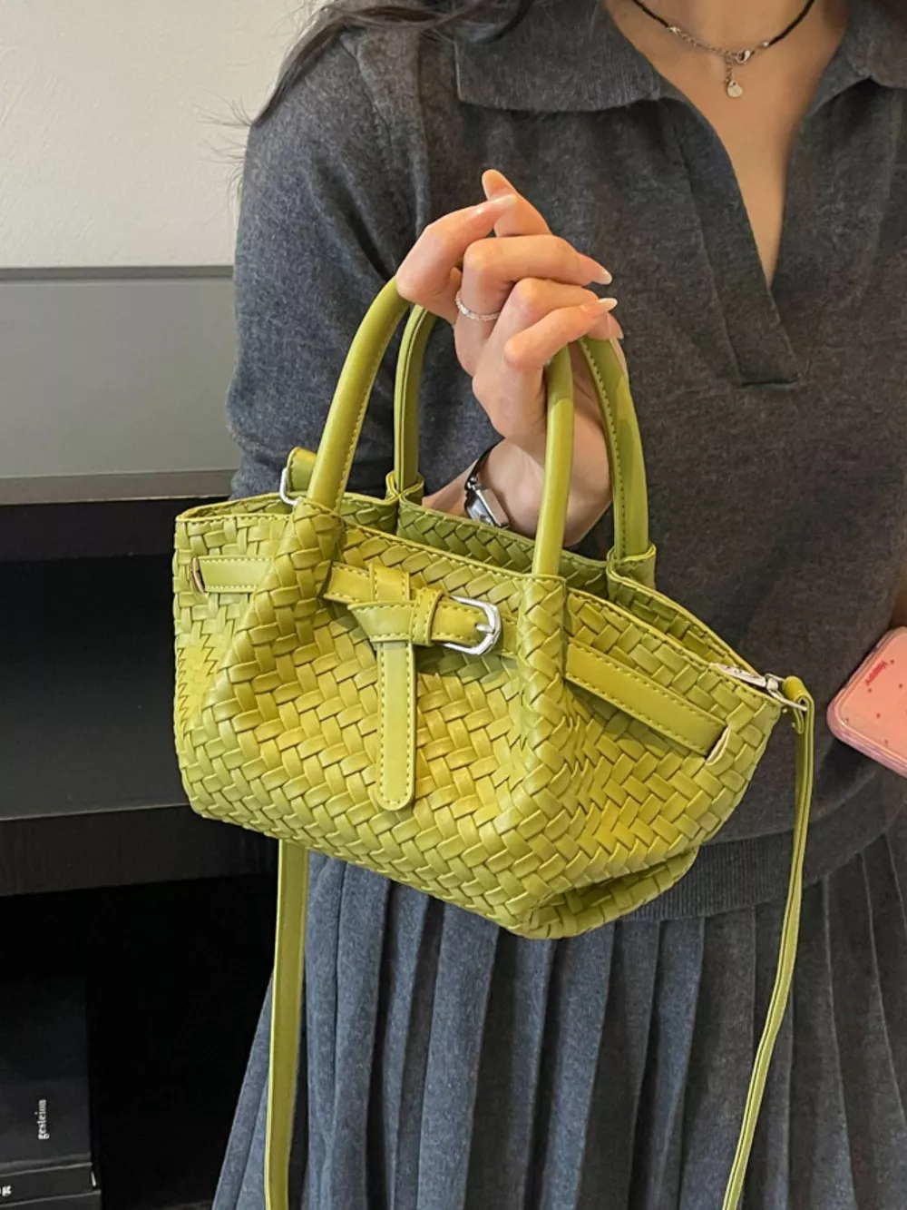 Woven Leather Crossbody Bag, image 4