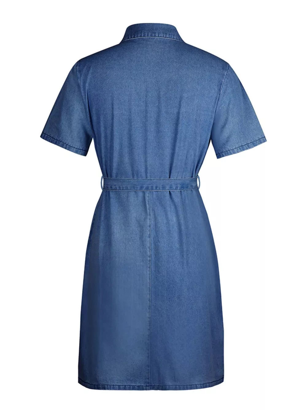 Zip Front Short Sleeve Denim Dress, image 22