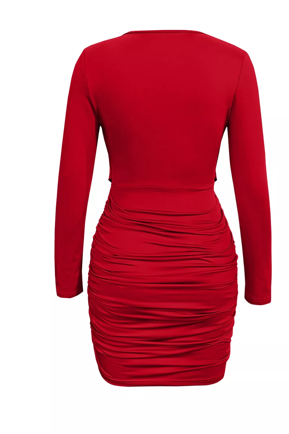 Ruched Cowl Neck Long Sleeve Mini Dress, image 14