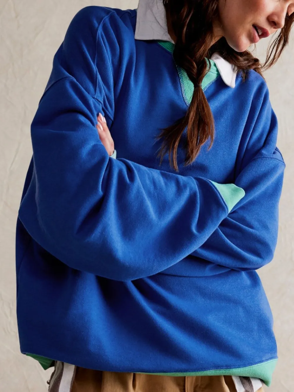 Contrast Dropped Shoulder Long Sleeve Sweatshirt, image 9