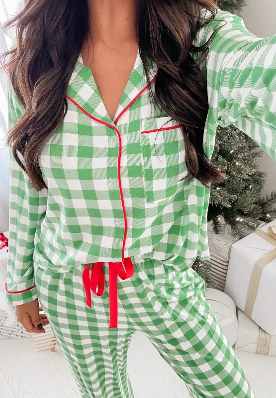 Plaid Collared Neck Long Sleeve Top and Pants Set, image 14