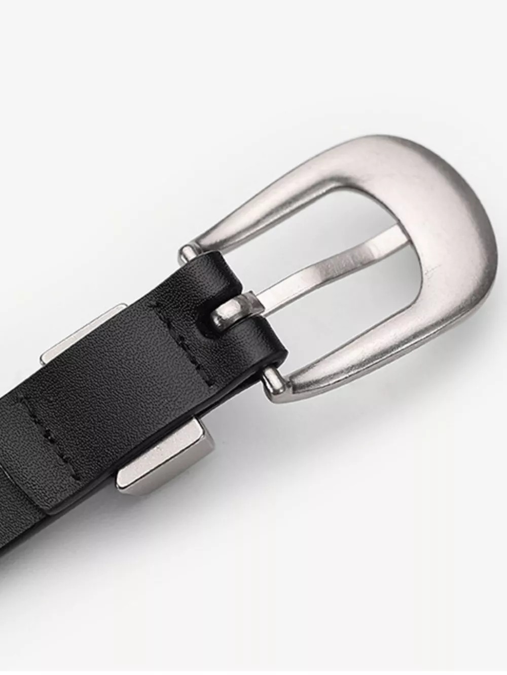 Leather Belt with Silver Buckle, image 5