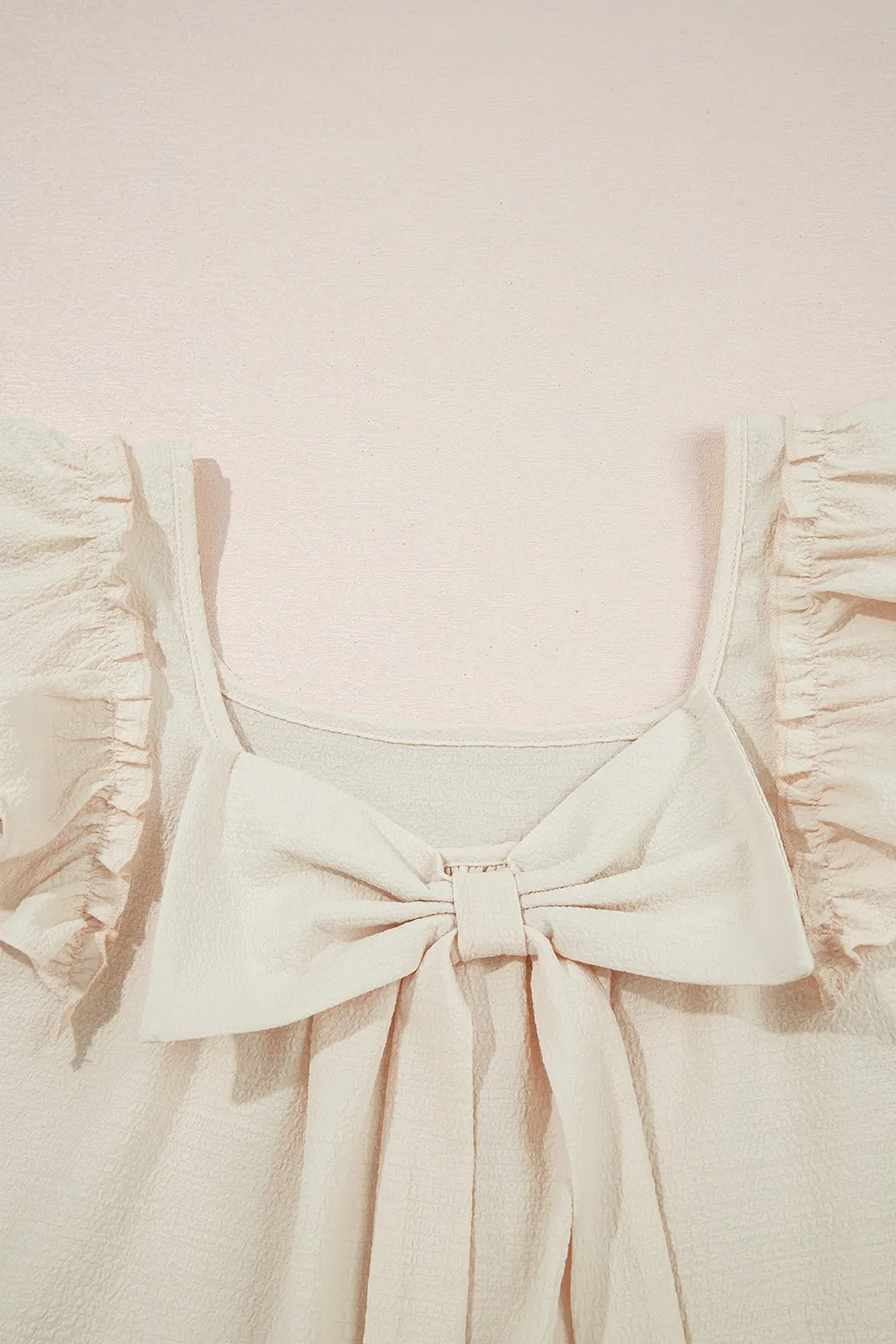 Bow Back Ruffled Cap Sleeve Blouse, image 12