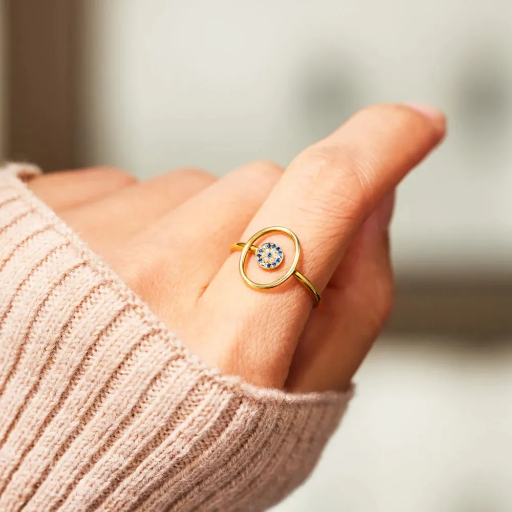 925 Sterling Silver Evil Eye Ring, image 2