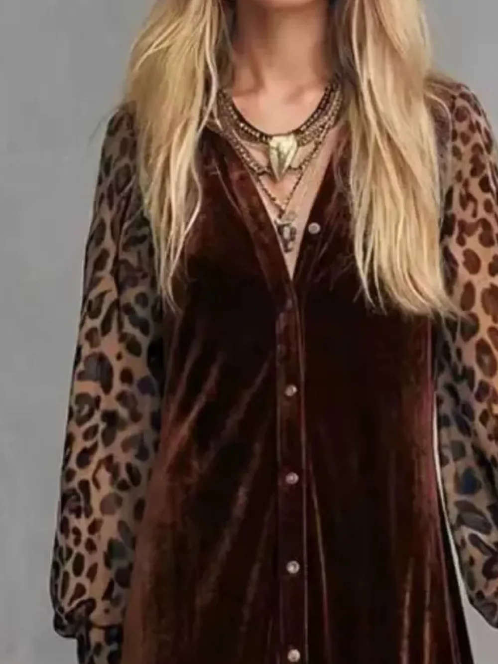 Leopard Velvet Button-Down Maxi Dress, image 10