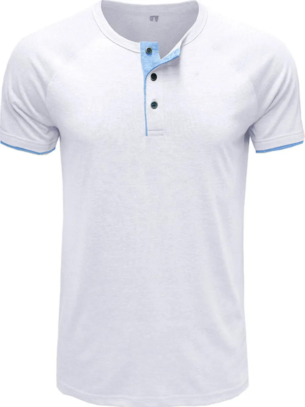 Men's Classic Contrast Trim Henley Polo Shirt, image 3