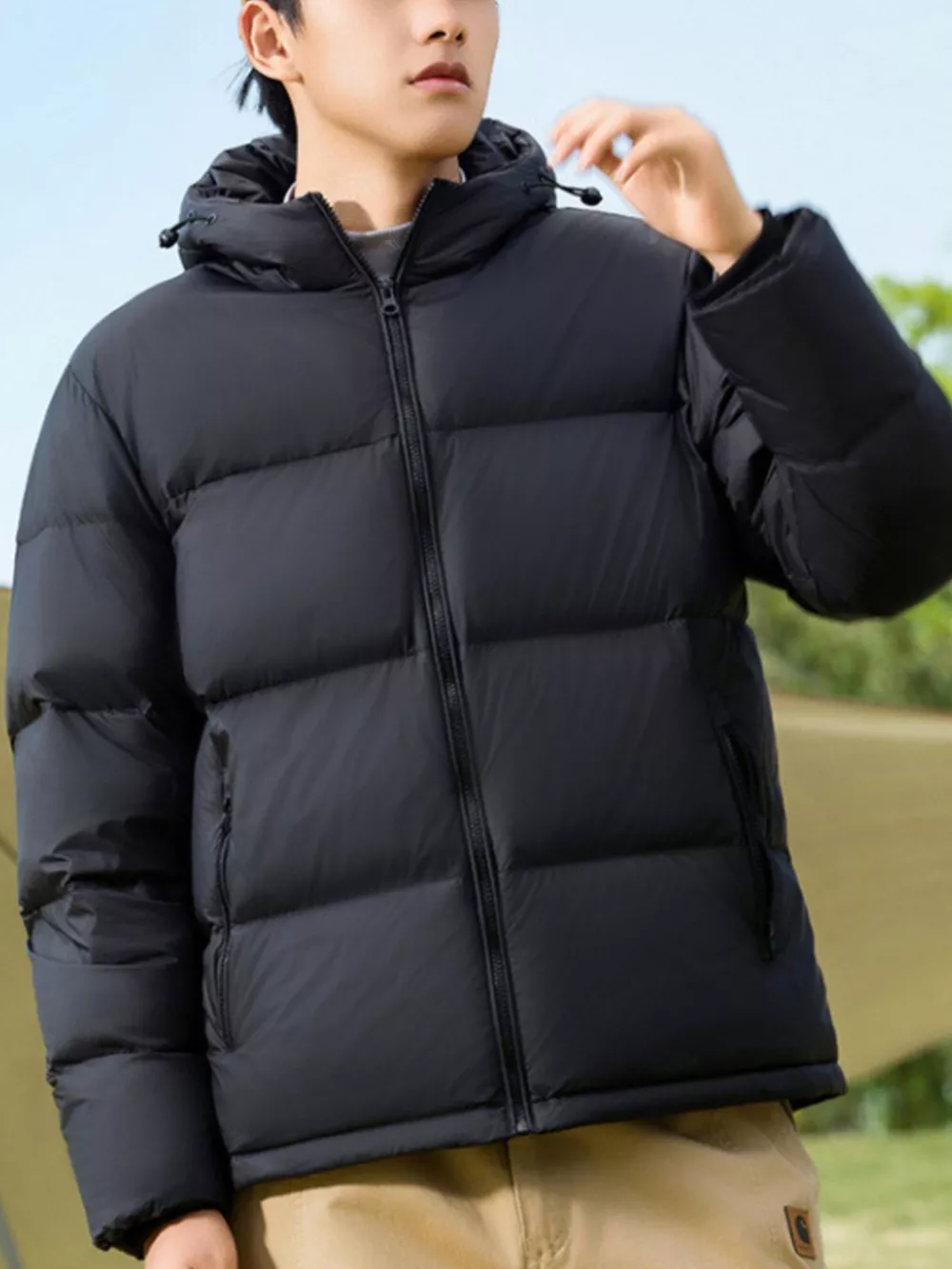 Men's Full Size Warm Padded Hooded Puffer Jacket Plus Size, image 2