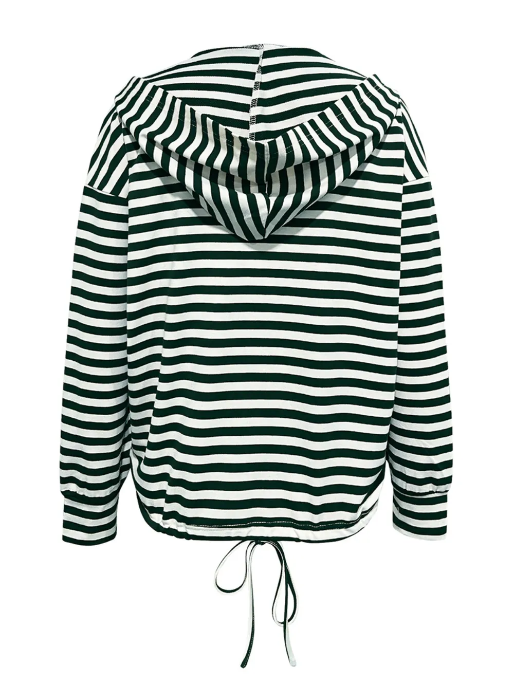 Drawstring Striped Long Sleeve Hoodie, image 8