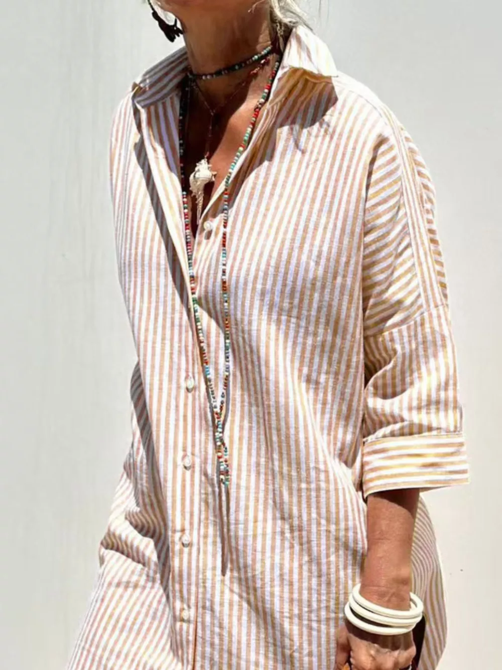 Full Size Printed Button-Down Midi Dress Plus Size, image 11
