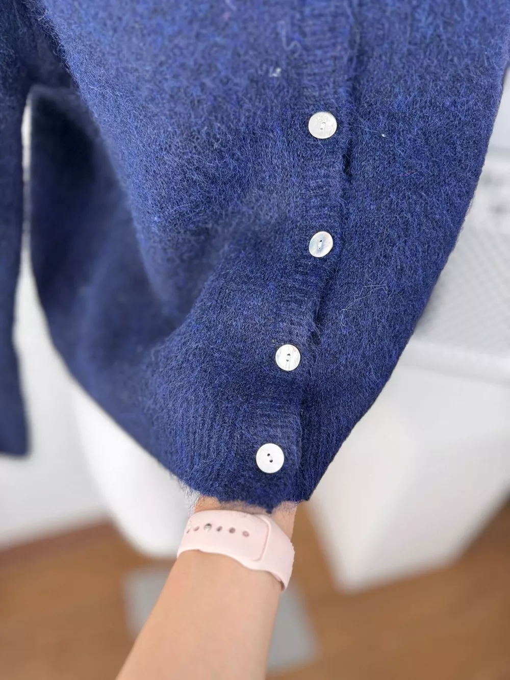 Fuzzy Knit Button-Down Cardigan, image 6