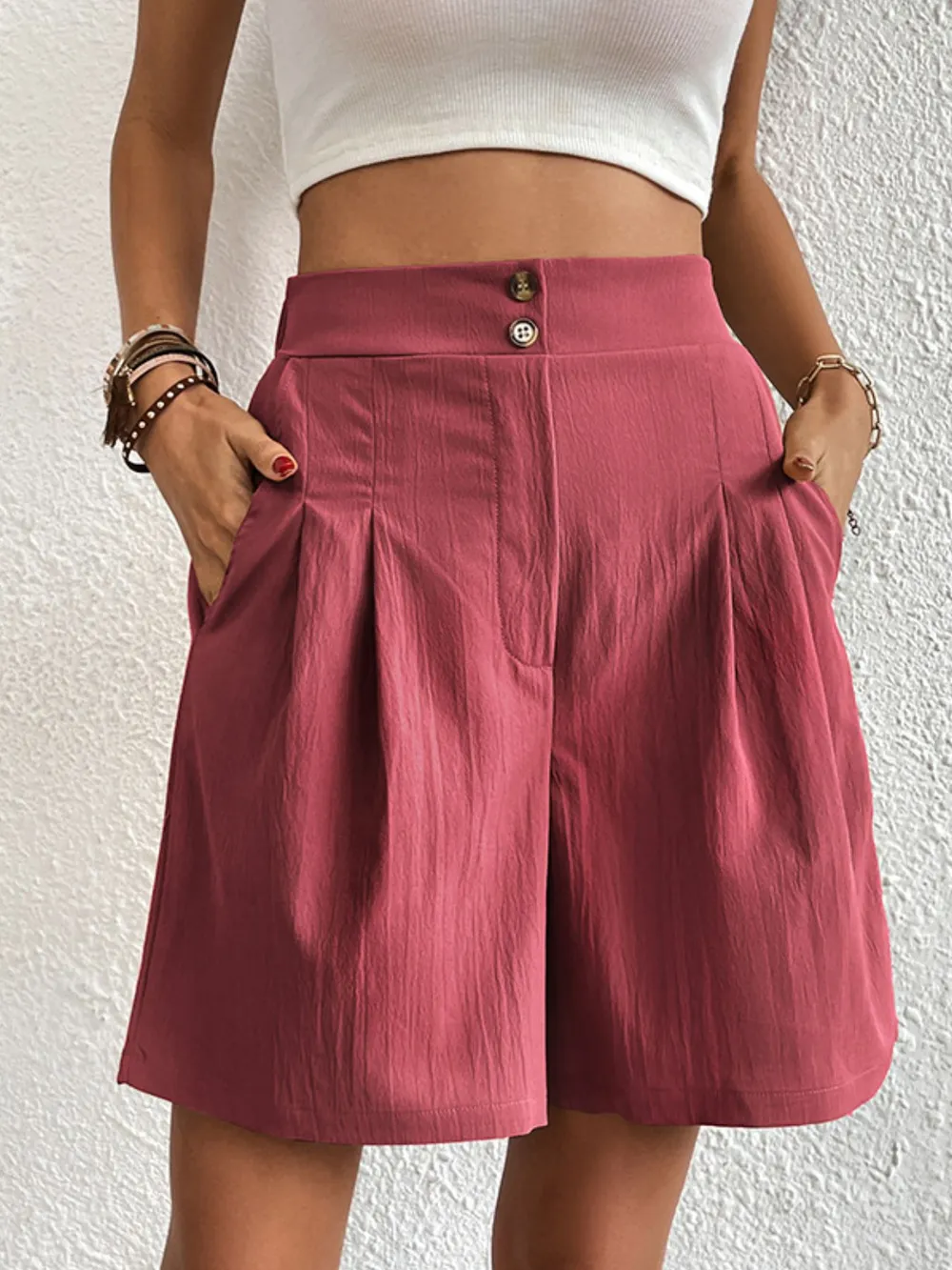 High-Waisted Pleated Shorts, image 35