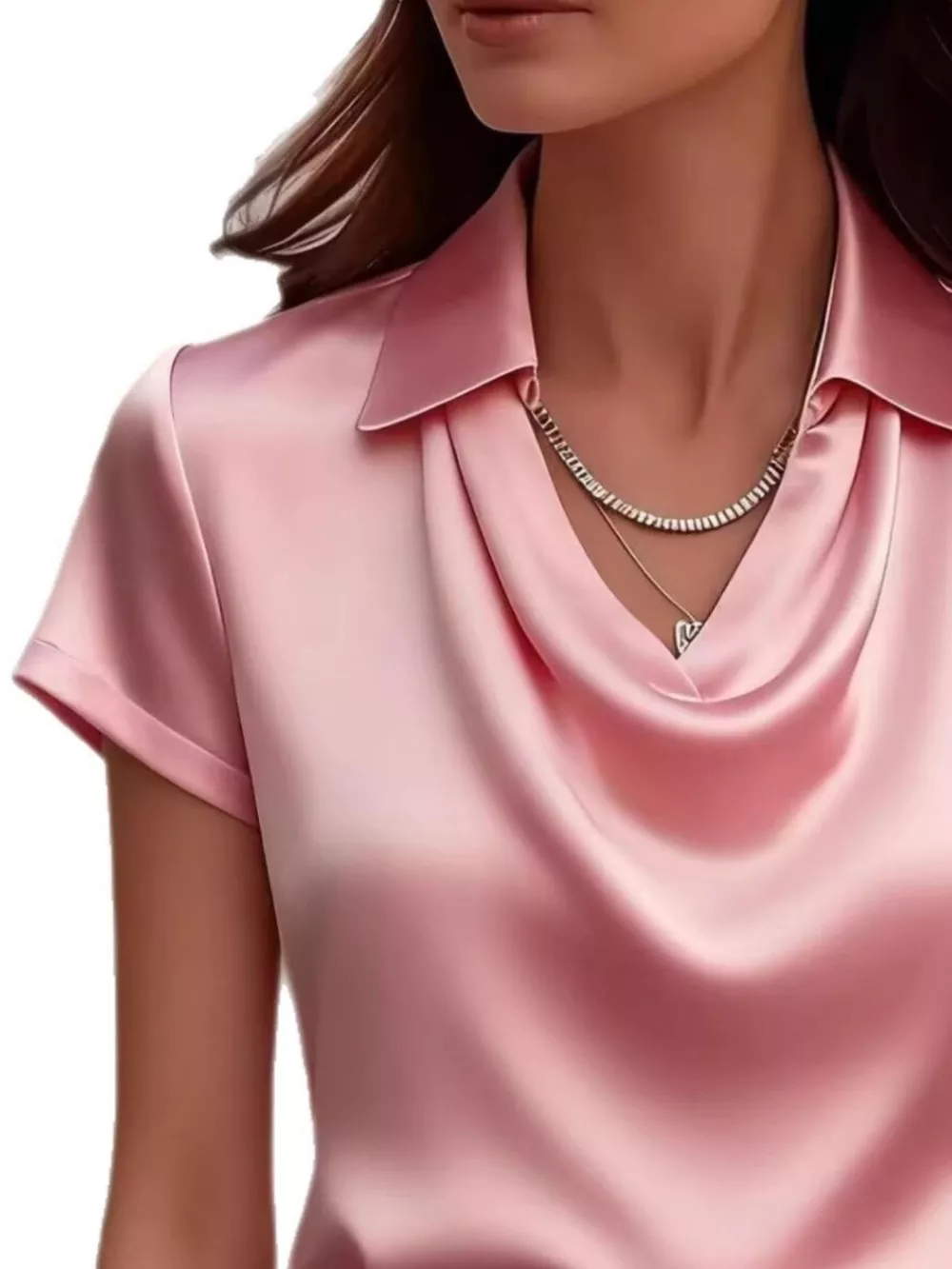Full Size Satin Cowl Neck Blouse Plus Size, image 12