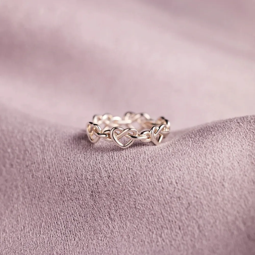 Knotted Hearts 925 Sterling Silver Open Ring, image 5