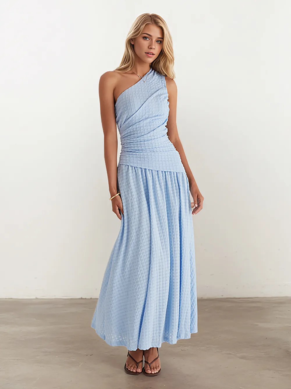 Textured Single Shoulder Dress, image 4