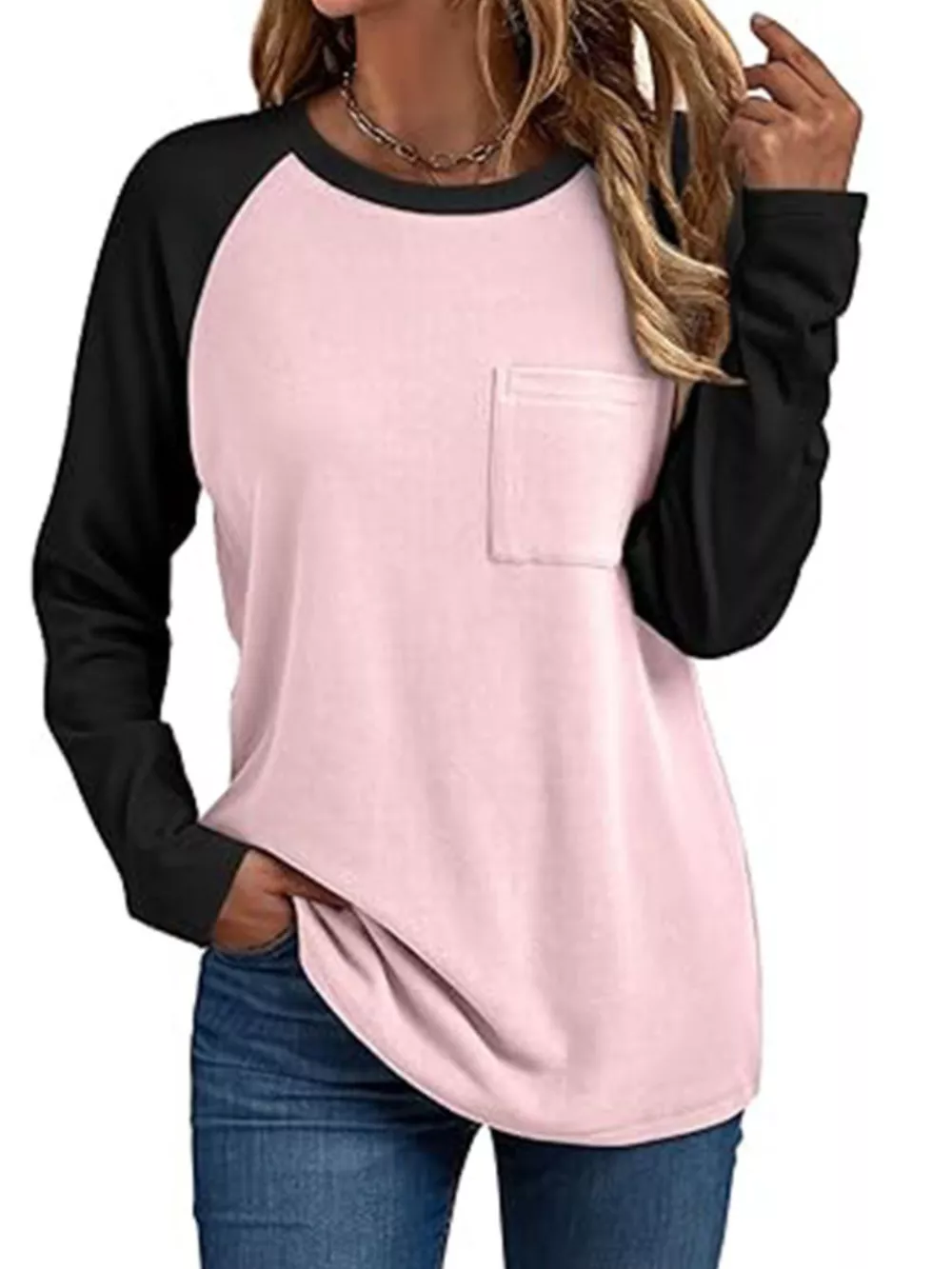 Round Neck Raglan Sleeve T-Shirt with Pocket, image 10