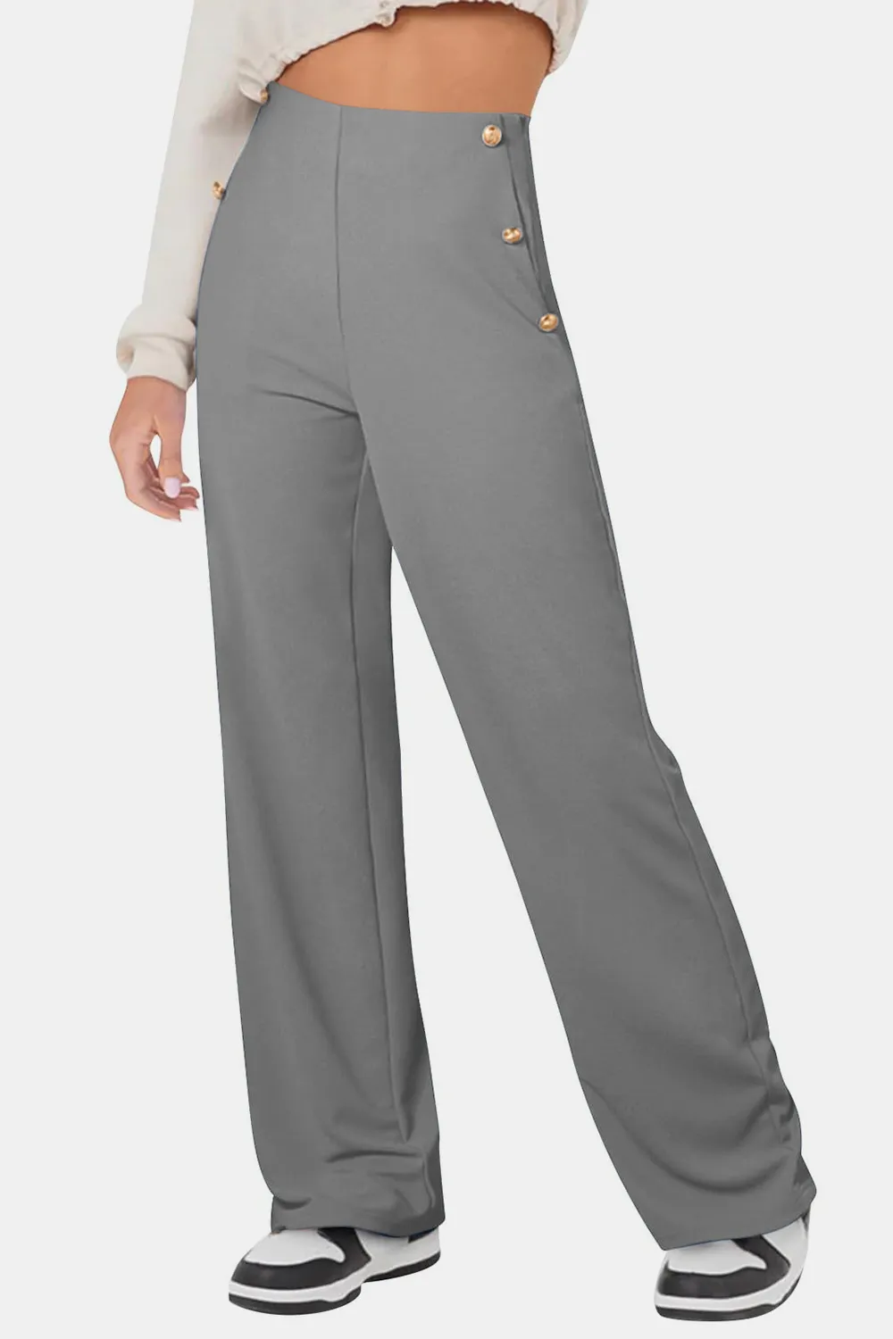 Decorative Button High Rise Pants, image 17