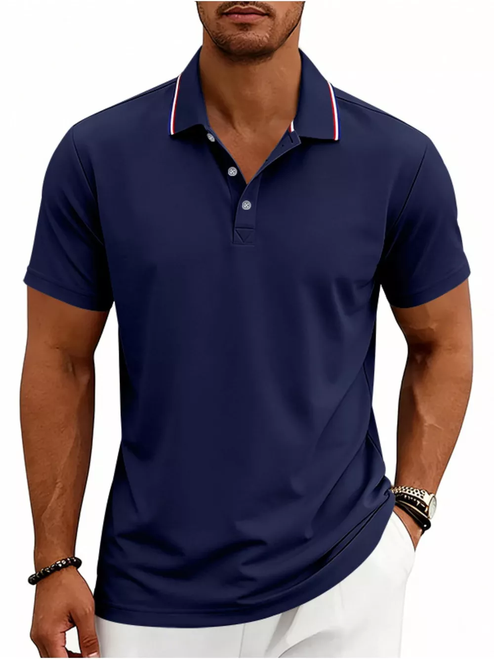 Men's Full Size Casual Button Detail Polo Plus Size, image 13