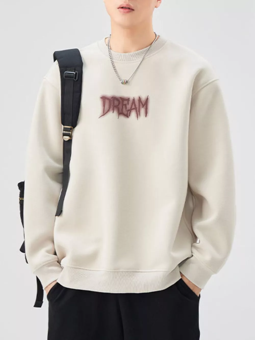 Men's Plus Size Crew Neck Dropped Shoulder Sweatshirt, image 7