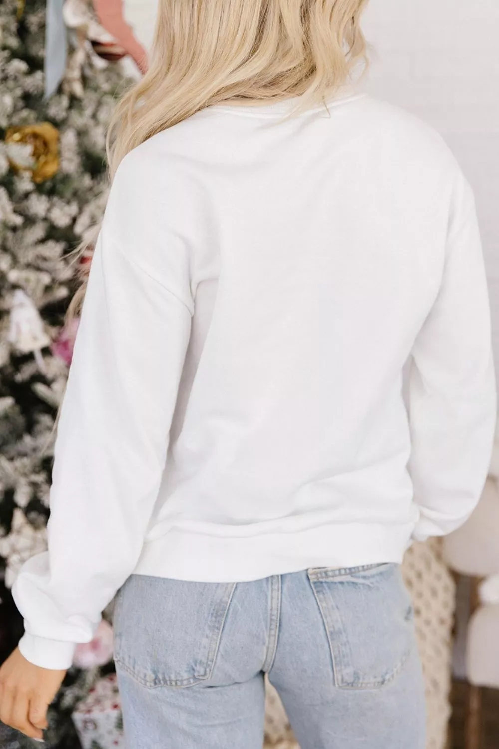 Embroidered Gingerbread Cozy Christmas Long Sleeve Round Neck Sweatshirt, image 5