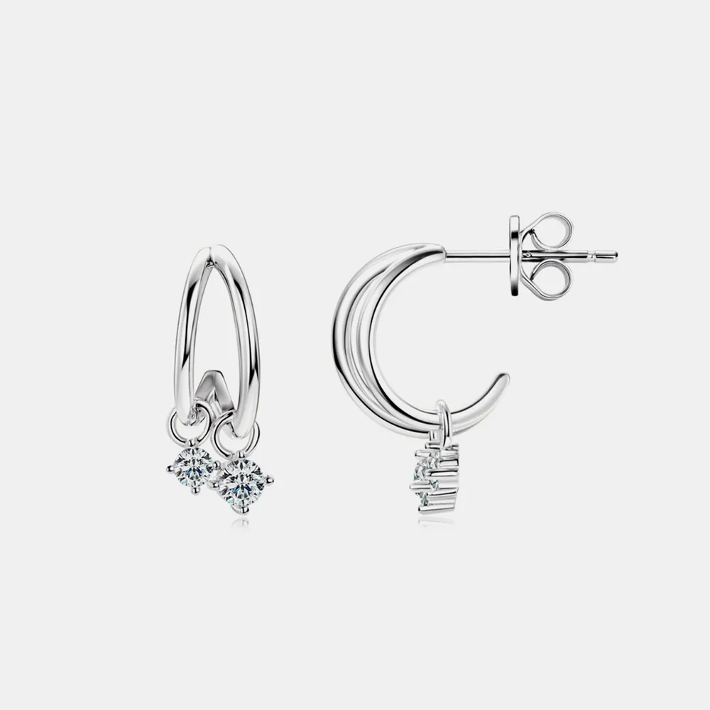 925 Sterling Silver Moissanite C-Hoop Earrings, image 7