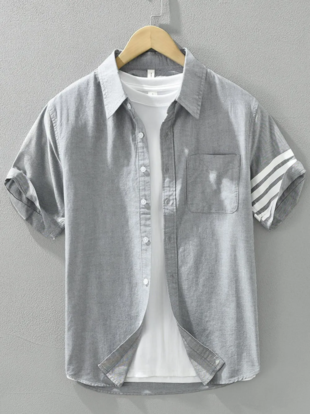 Men's Plus Size Short Sleeve Button-Up Shirt, image 8