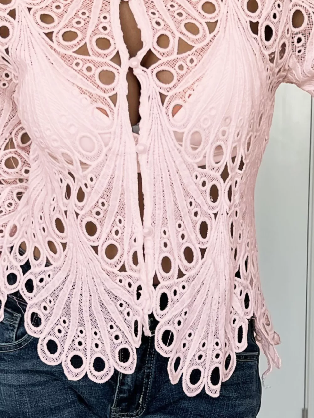 Lace Button Up Long Sleeve Shirt, image 13