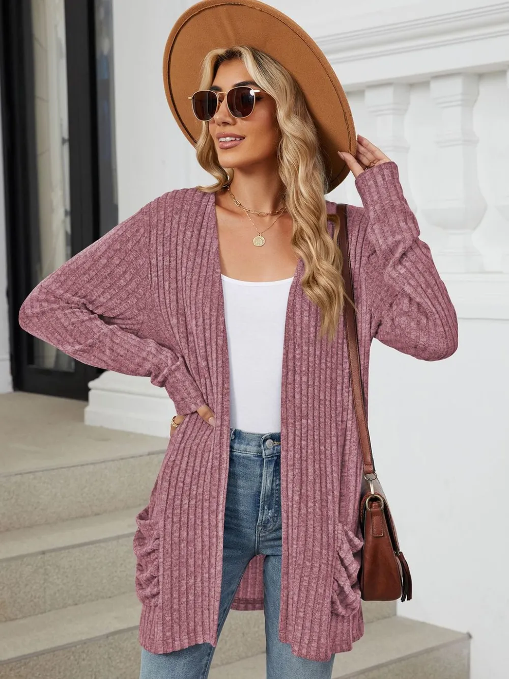 Pocketed Open Front Long Sleeve Cardigan, image 25