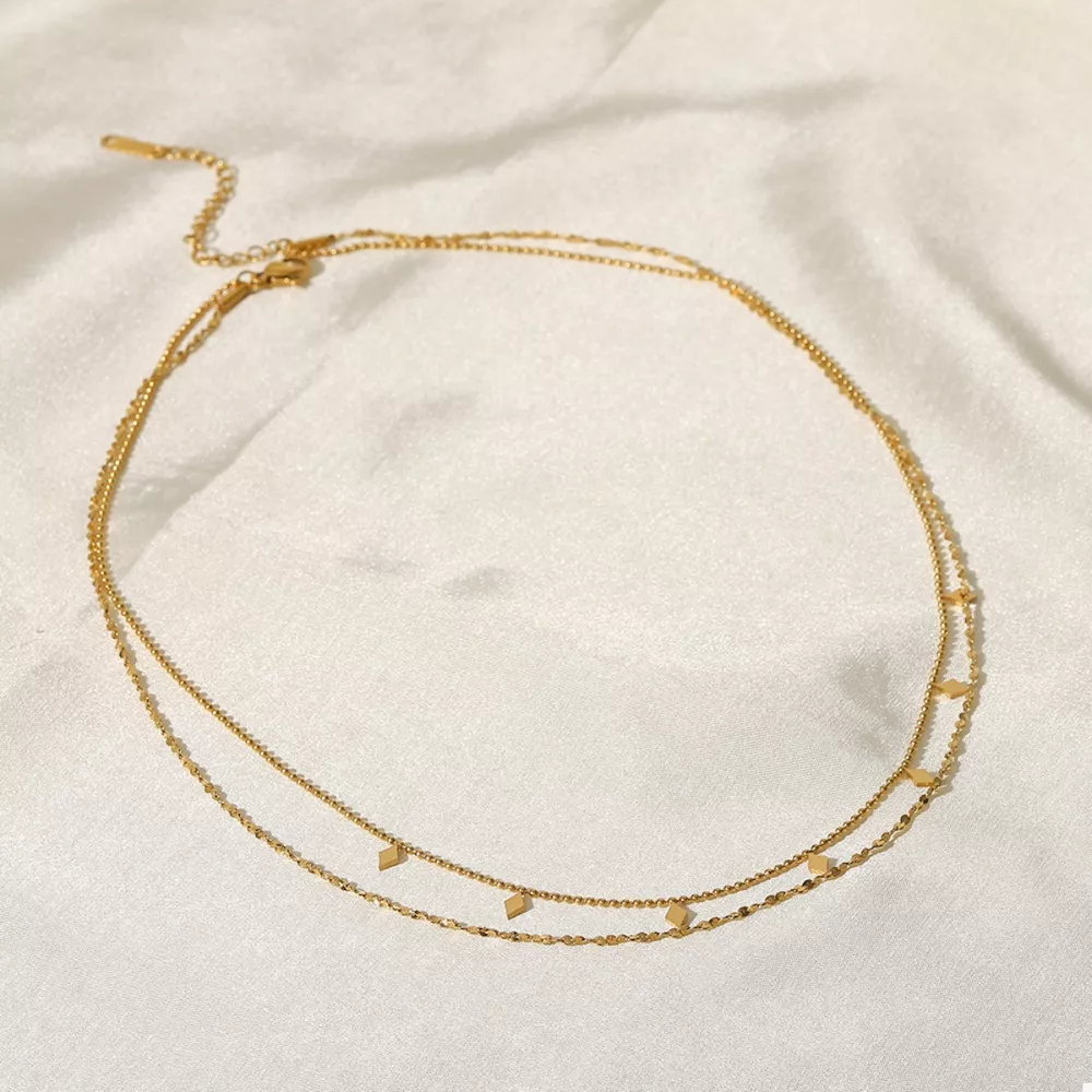 18K Gold-Plated Double Layered Necklace, image 3
