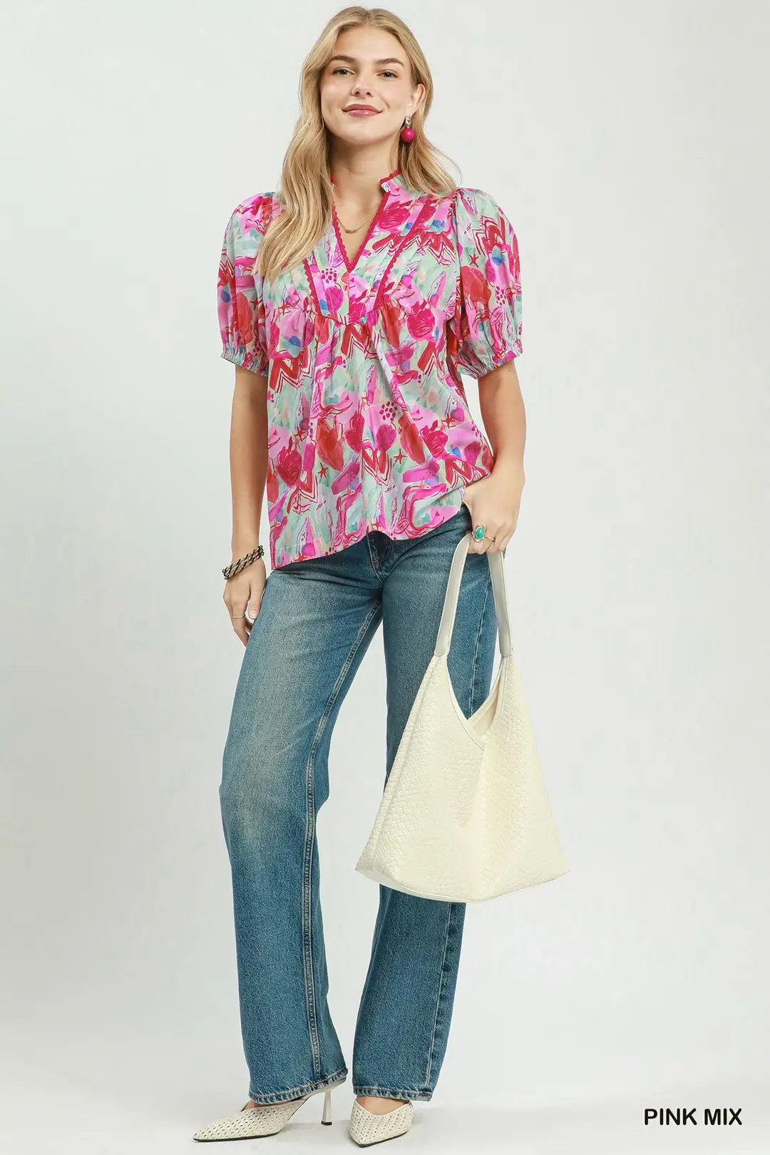 Abstract Print Puff Sleeve Top, image 5