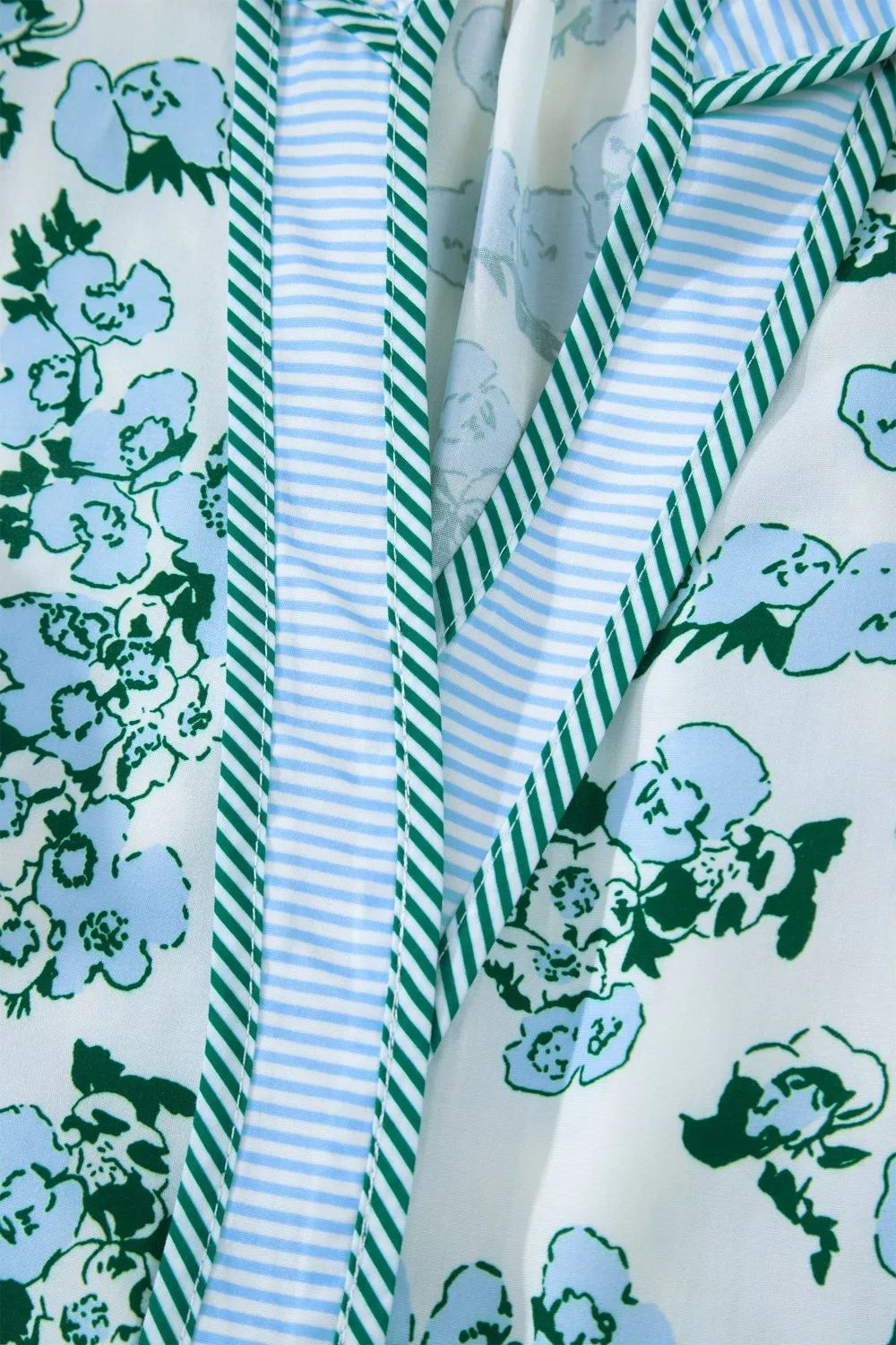 Floral Meets Stripes V Neck Flutter Sleeve Blouse, image 9