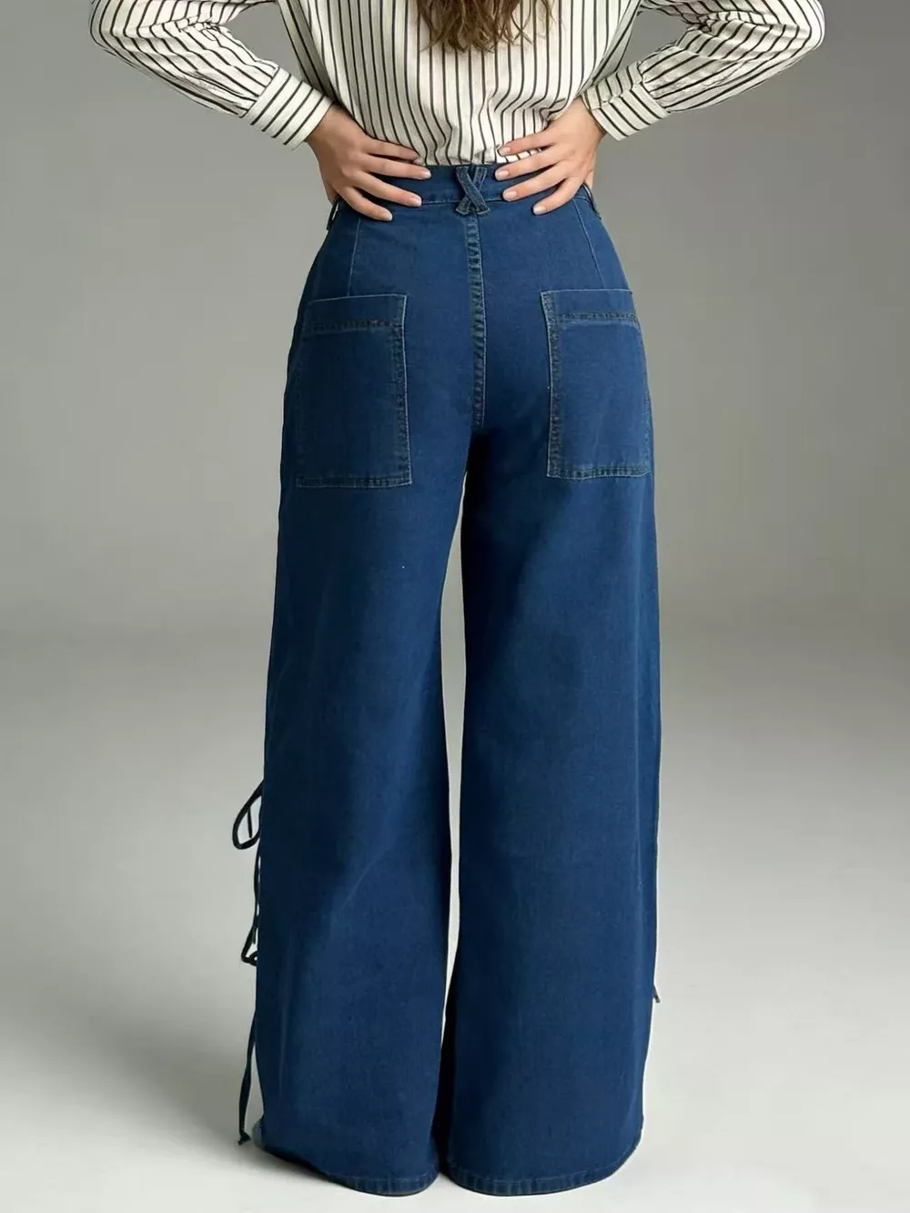 Lace-Up Wide Leg Jeans, image 8