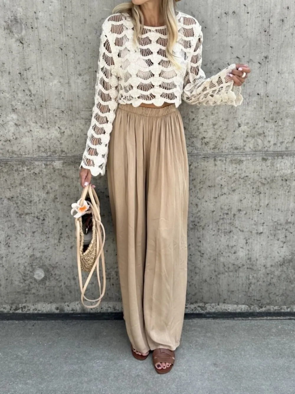 Crochet Long Sleeve Knit Cover Up, image 8