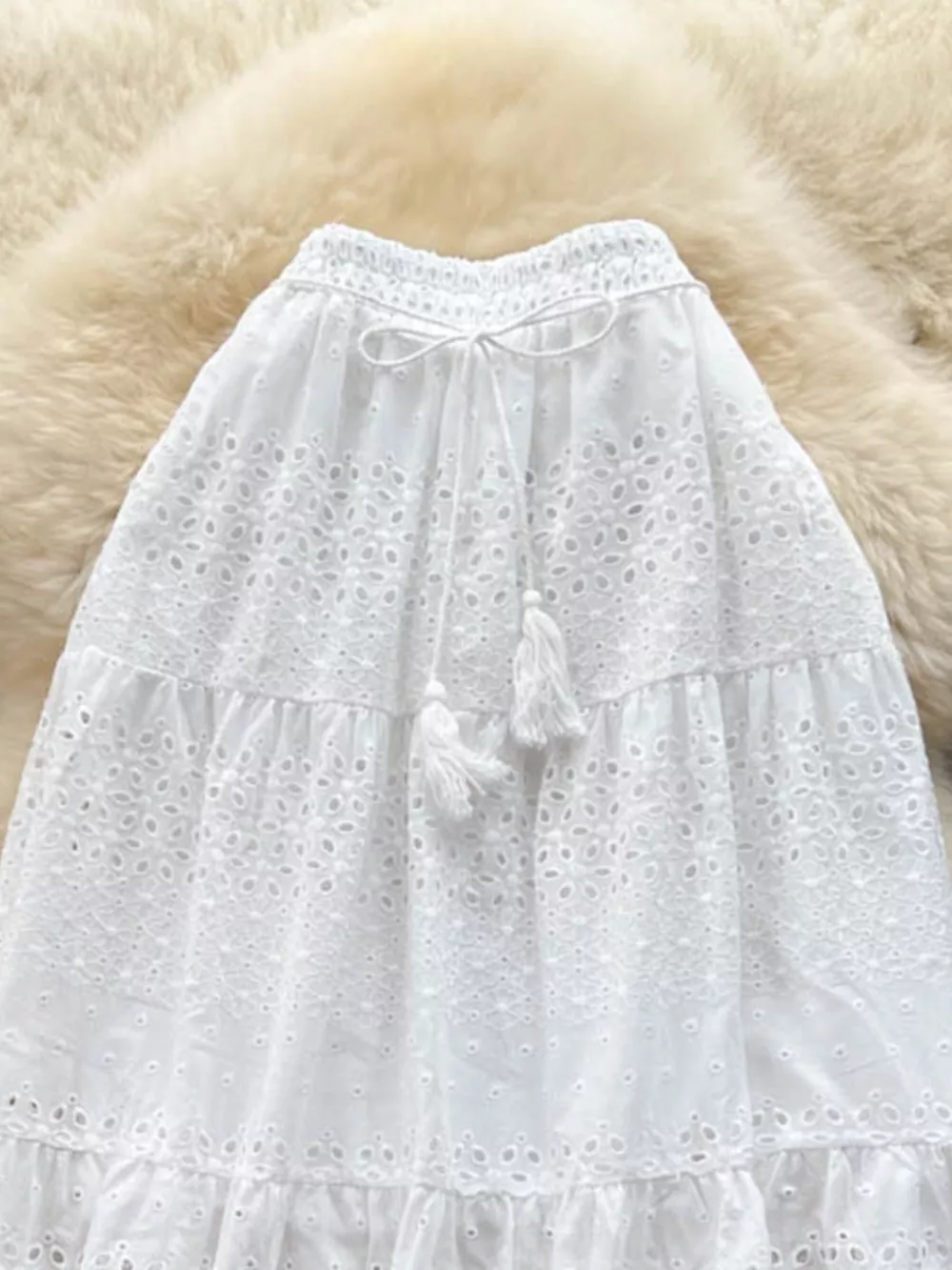 Eyelet Tiered Maxi Skirt, image 13