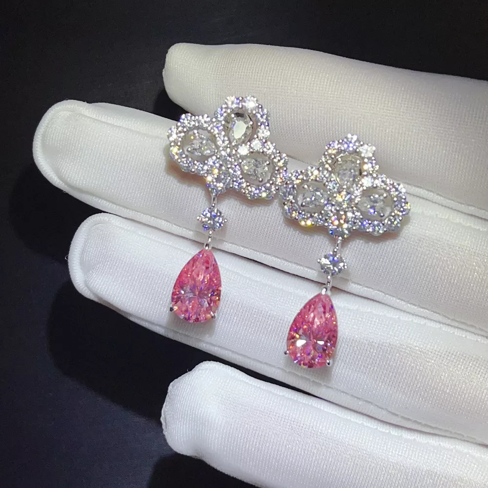 6 Carat 925 Sterling Silver Moissanite Drop Earrings, image 4