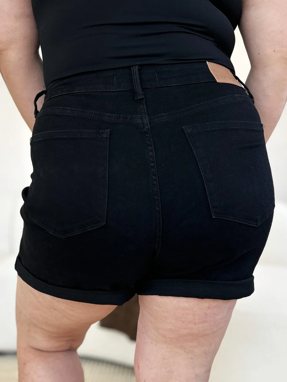 Full Size High Waist Tummy Control Cuffed Denim Shorts, image 16