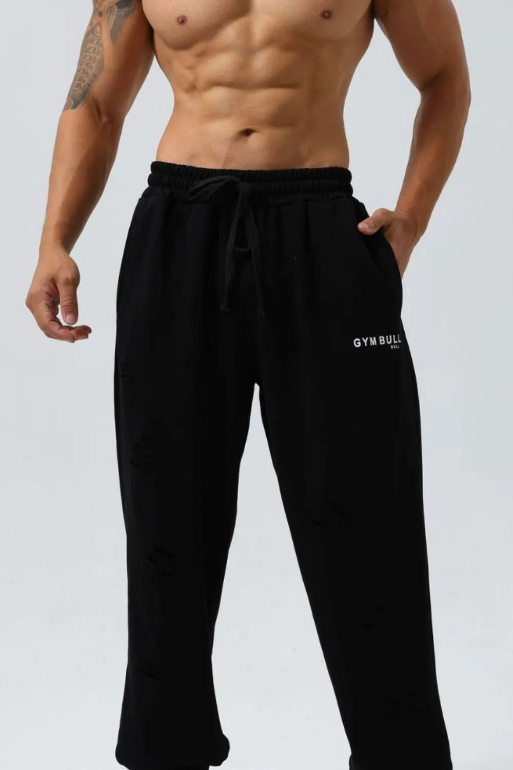 Men's Plus Size Distressed Drawstring Joggers, image 5