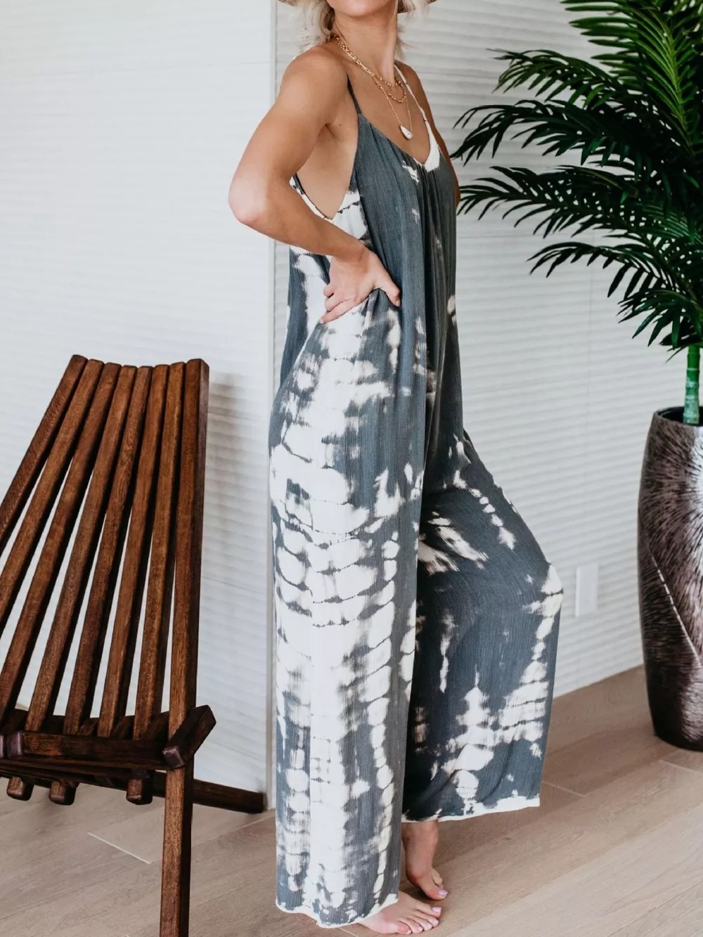 Full Size Tie-Dye Wide Leg Jumpsuit Plus Size, image 16
