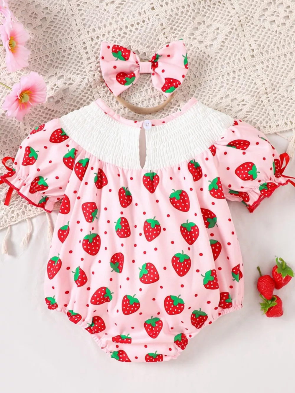 Children's Printed Smocked One-Piece with Headband, image 5