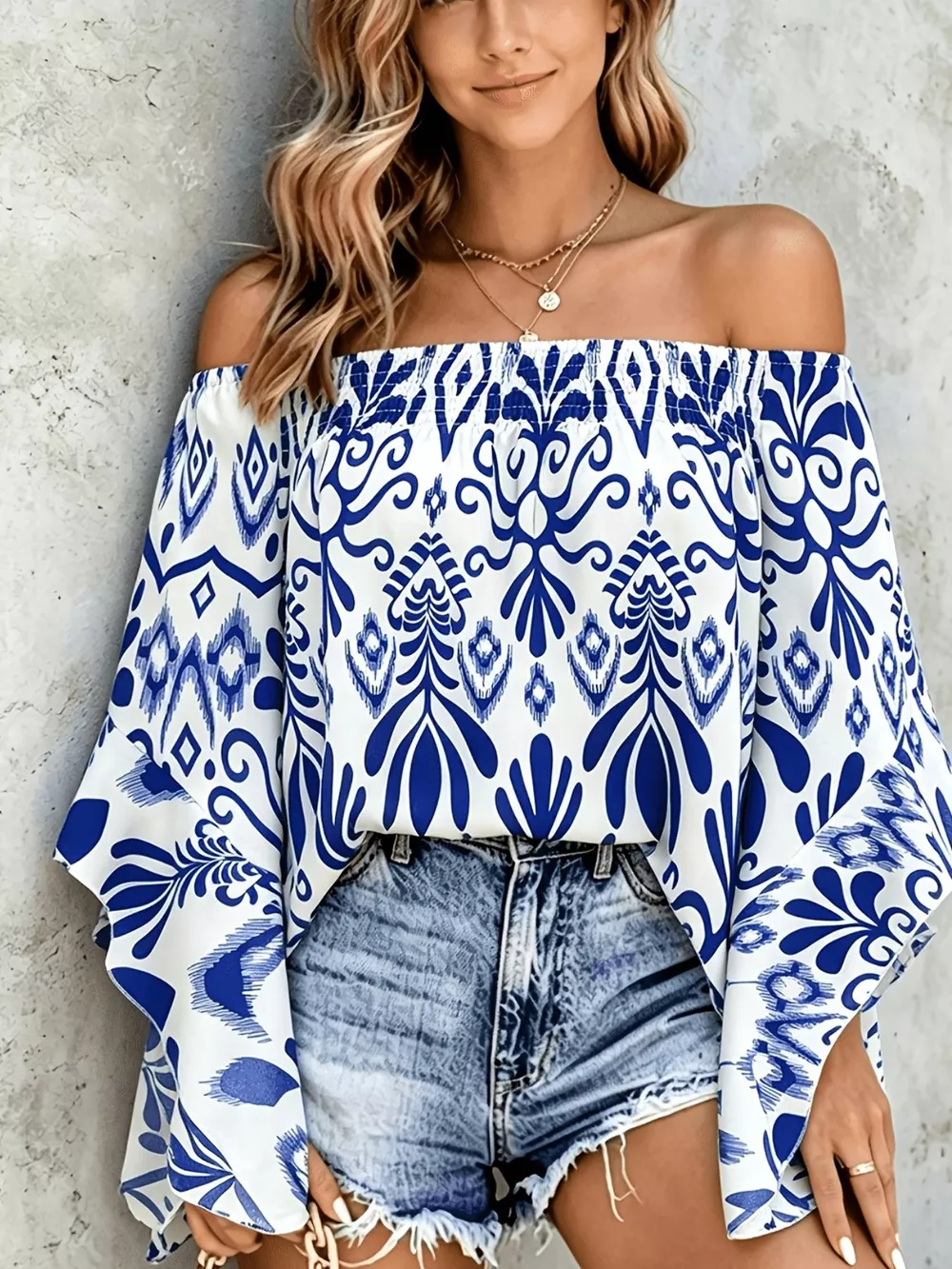 Printed Off Shoulder Blouse, image 9