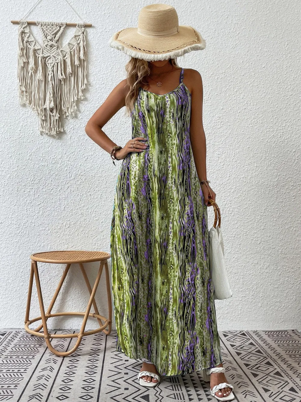 Full Size Printed Scoop Neck Maxi Cami Dress, image 13