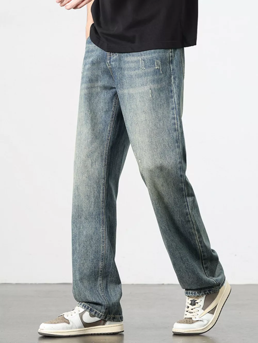 Men's Washed Wide Leg Jeans, image 4