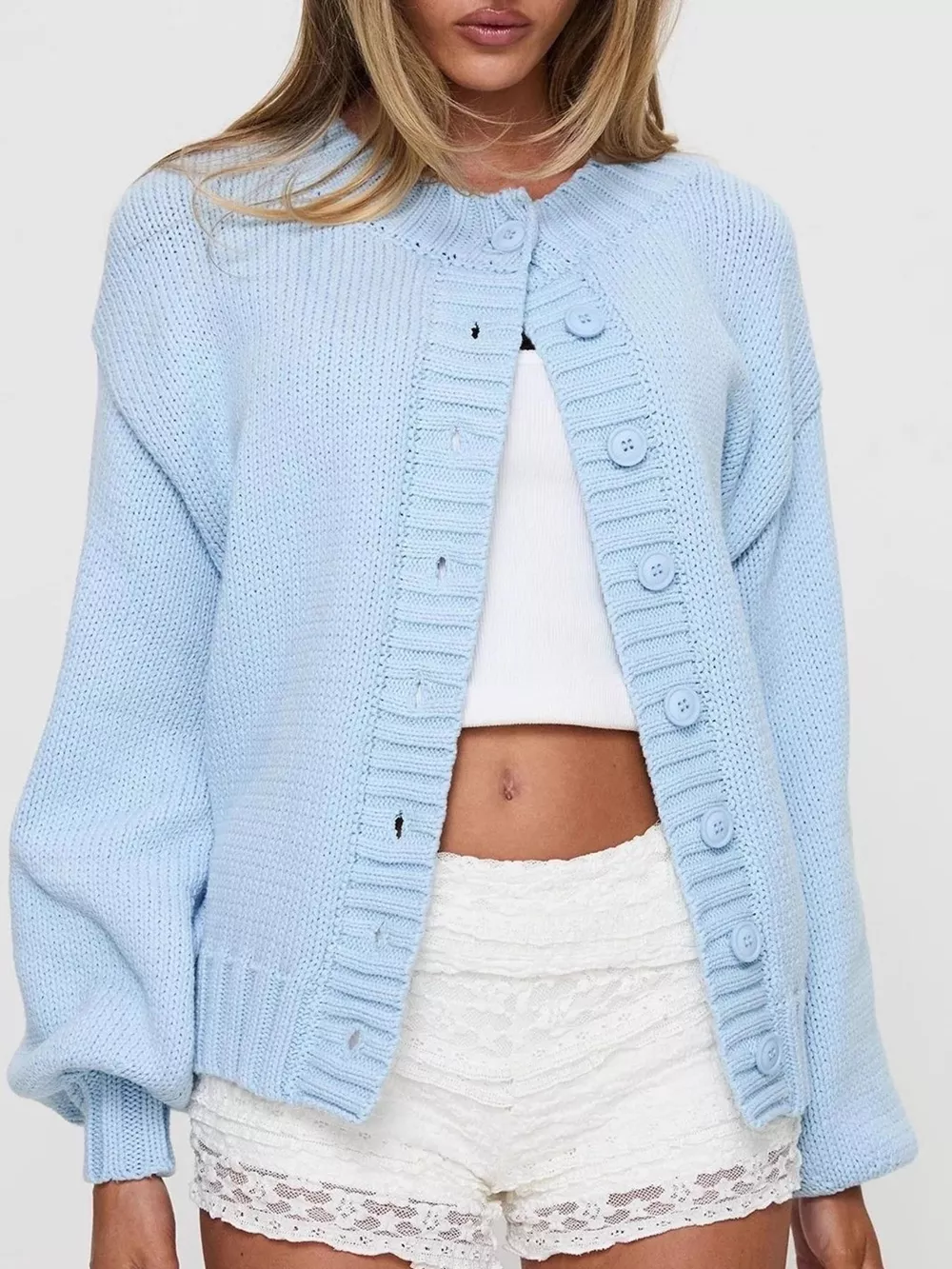 Chunky Knit Button-Up Cardigan, image 5